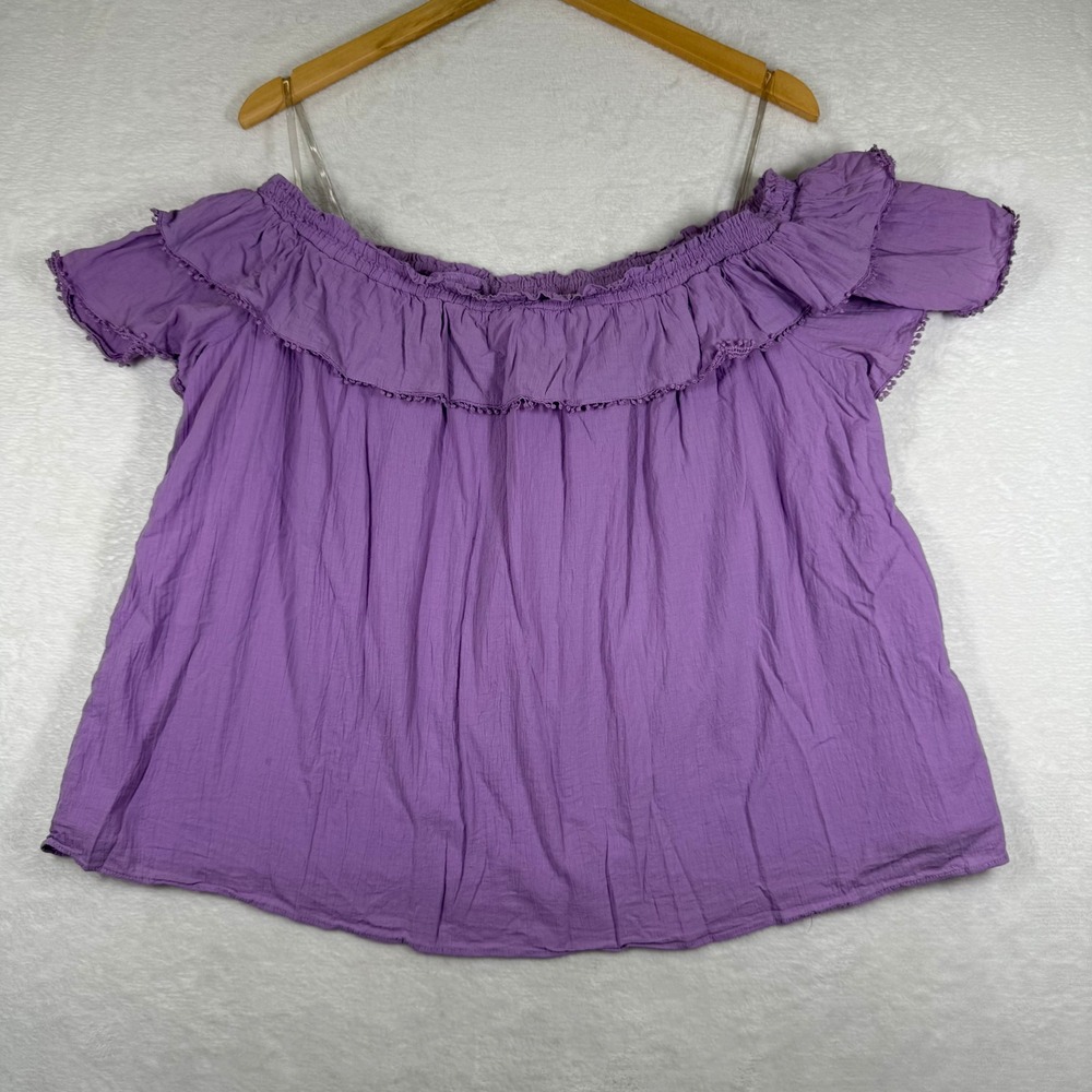 Talulah Womens Purple Off the Shoulder Ruffle‎ Pom Pom Gauze Top Y20126 Large